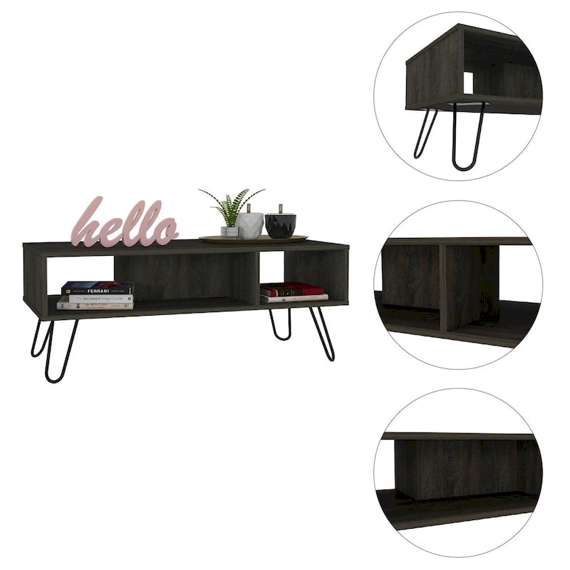 Table basse rectangulaire à deux niveaux (blanche)