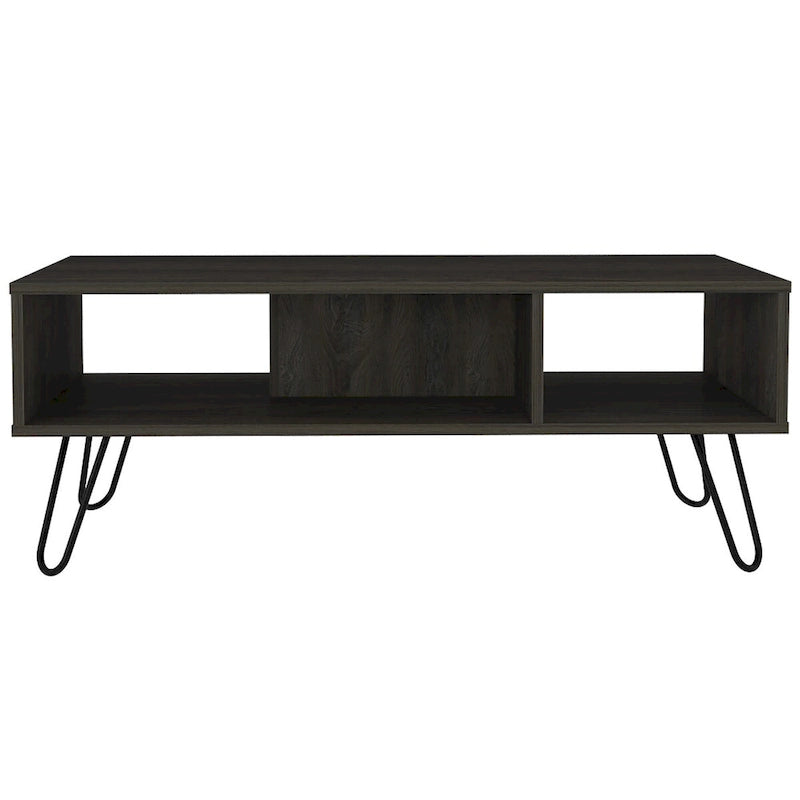 Table basse rectangulaire à deux niveaux (blanche)