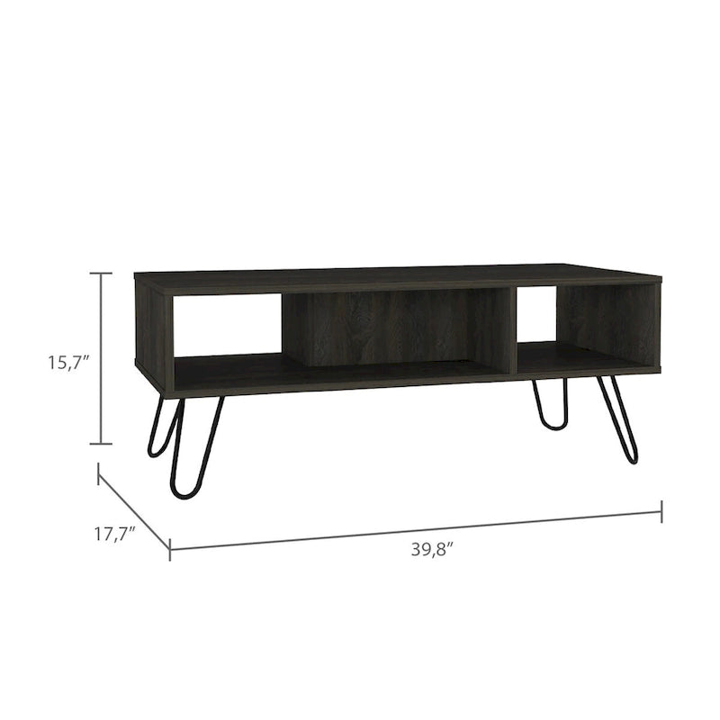 Table basse rectangulaire à deux niveaux (blanche)