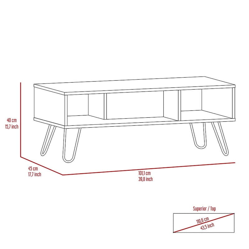 Table basse rectangulaire à deux niveaux (blanche)
