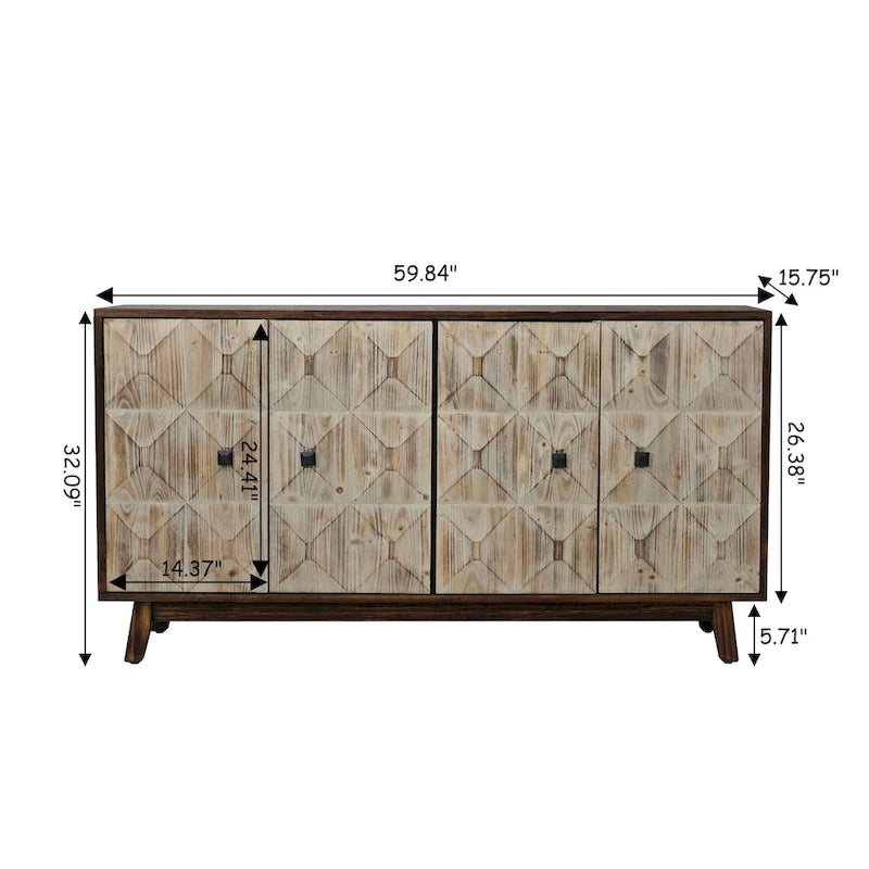 59.84 4 Doors Vintage Sideboard
