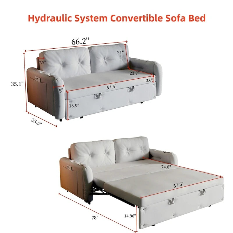 Canapé-lit convertible 66.2Queen, système hydraulique
