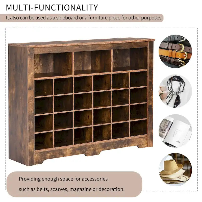 Console à chaussures 24 casiers, meuble à chaussures avec base incurvée, buffet polyvalent de haute qualité pour entrée, chambre, salon