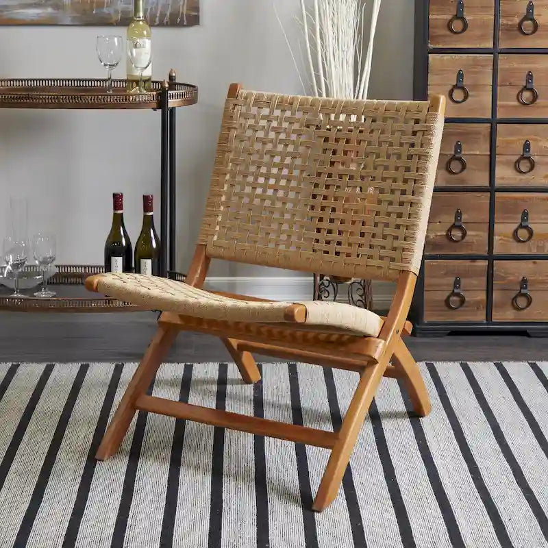 Fauteuil de salon en bois tressé à la main