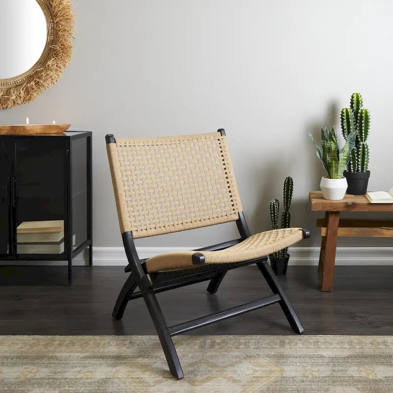 Fauteuil de salon en bois tressé à la main