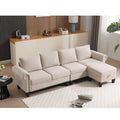 Canapé modulable avec pouf de rangement (configuration reconfigurable) — en forme de L, beige, design moderne