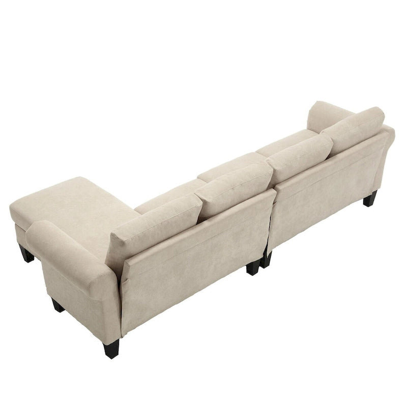 Canapé modulable avec pouf de rangement (configuration reconfigurable) — en forme de L, beige, design moderne