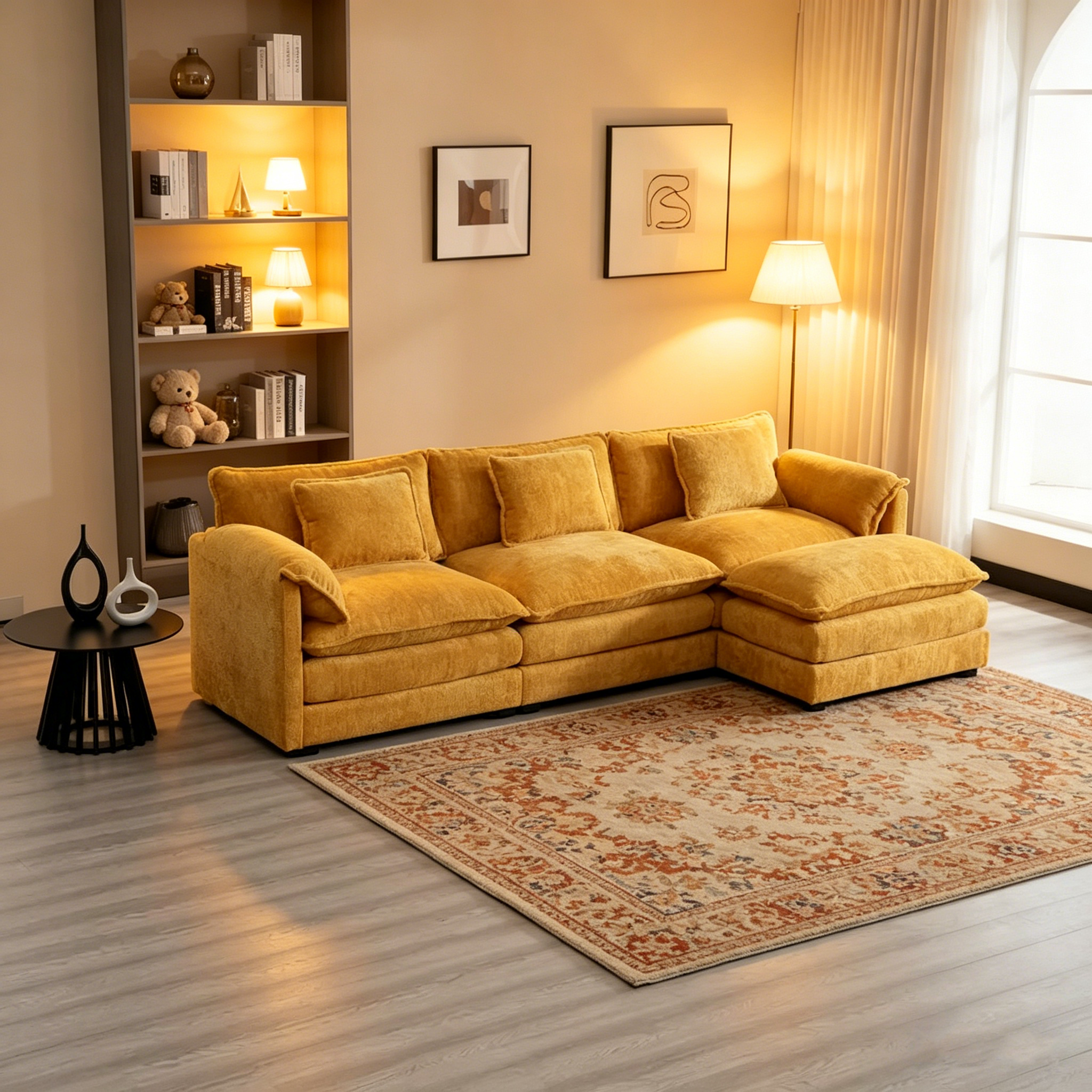 Yellow 112.2-inch L-Shaped Sofa