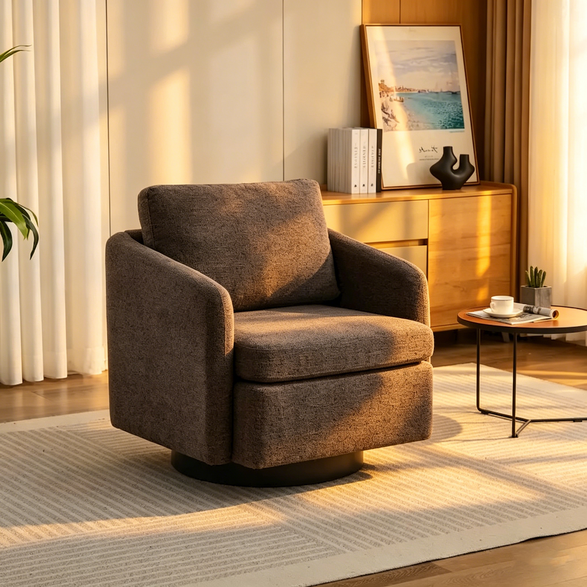 Chenille Swivel Accent Chair