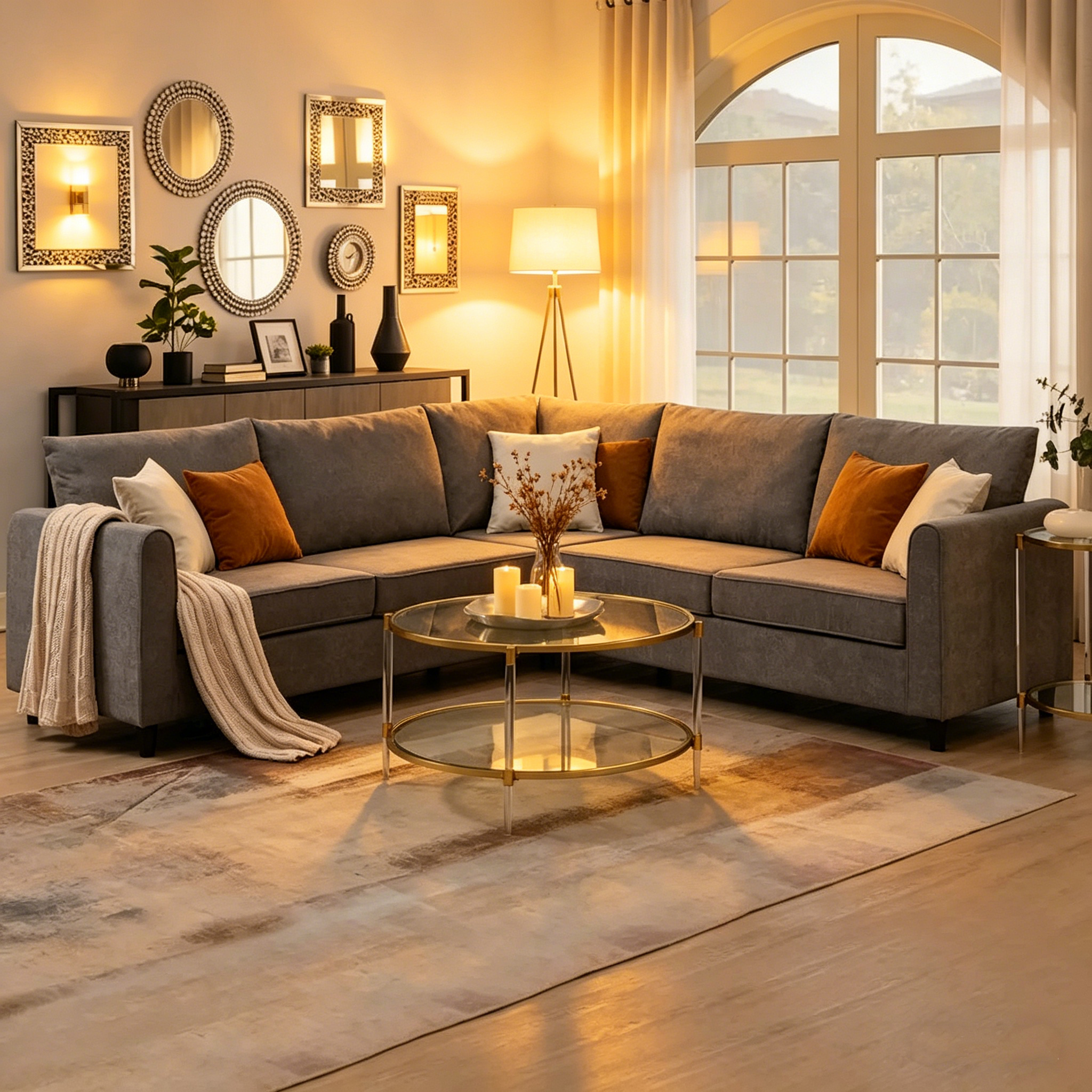 91-Inch Modern L-Shaped Upholstered Sofa